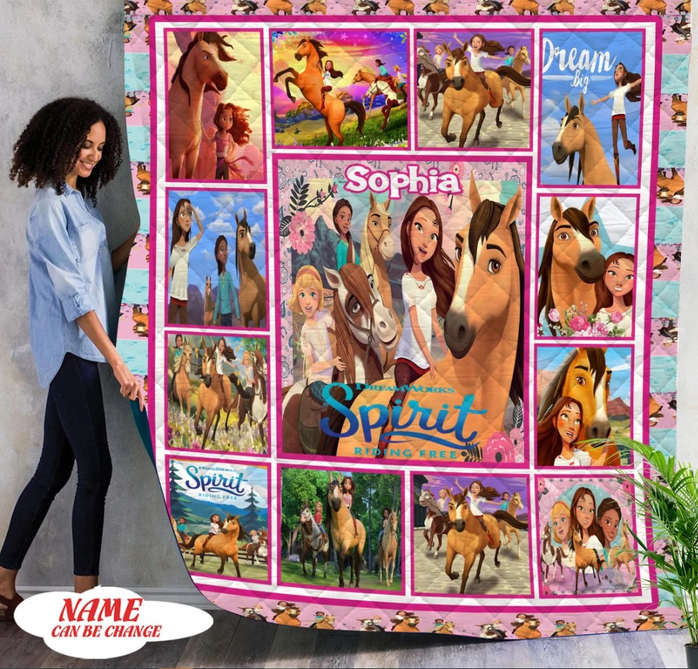 Personalized Spirit Riding Free Quilt Blanket Spirit Riding Free Birthday Party Spirit Riding Free Kids Blanket Custom Name Blanket